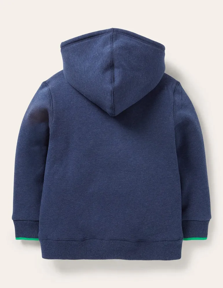 Cosy Fleece-Lined Hoodie-College Navy Marl-Boden Best Sale