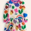 Cosy Printed Sweatshirt Dress-Multi Rainbow Collage-Boden Sale