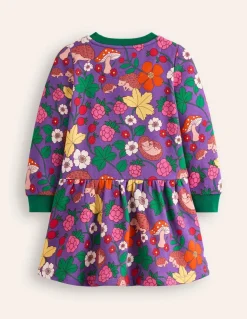 Cosy Printed Sweatshirt Dress-Pansy Purple Hedgehogs-Boden Flash Sale