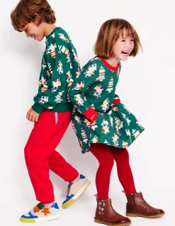Cosy Printed Sweatshirt Dress-Jewel Green Christmas Trees-Boden Outlet