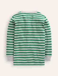 Cosy Waffle Henley T-Shirt-Highland Green and Grey Marl-Boden Shop