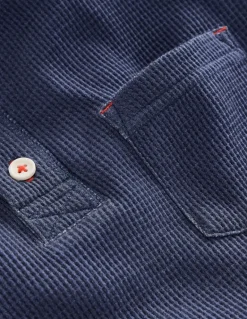 Cosy Waffle Henley T-Shirt-College Navy Marl-Boden Best Sale