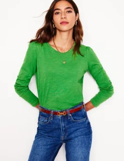 Cotton Crew Long Sleeve Top-Paradise Green-Boden Store