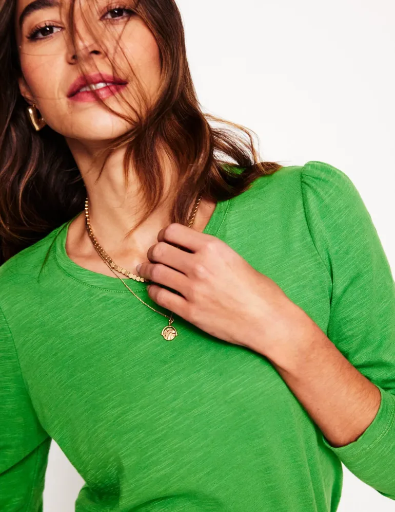 Cotton Crew Long Sleeve Top-Paradise Green-Boden Store