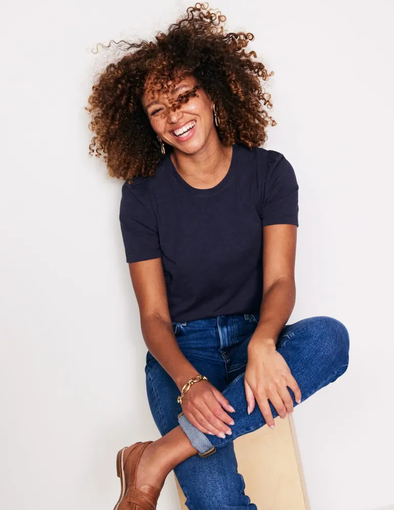 Cotton Puff Sleeve T-Shirt--Boden Clearance