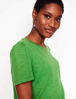 Cotton Puff Sleeve T-Shirt-Paradise Green-Boden Shop