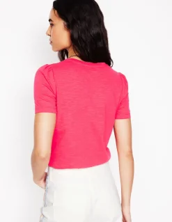 Cotton Puff Sleeve T-Shirt-Camelia Pink-Boden Outlet