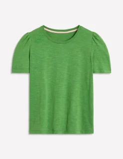 Cotton Puff Sleeve T-Shirt-Paradise Green-Boden Shop