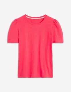 Cotton Puff Sleeve T-Shirt-Camelia Pink-Boden Outlet