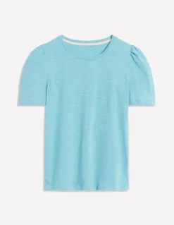 Cotton Puff Sleeve T-Shirt-Duck Egg Blue-Boden Cheap