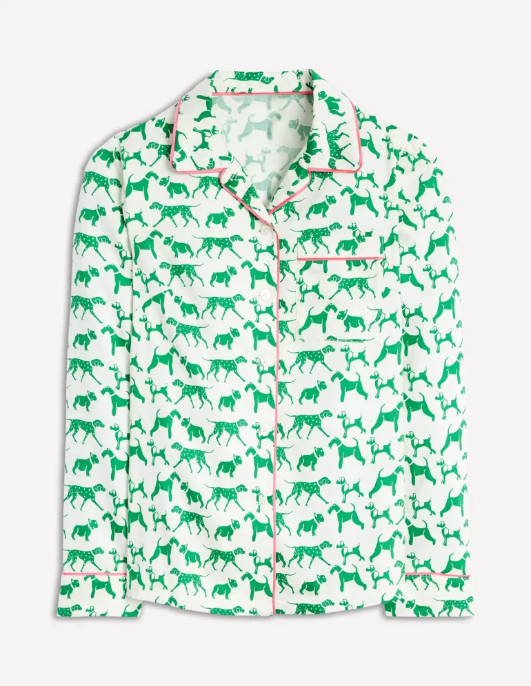 Cotton Sateen Pajama Shirt-Ivory, Janet and Friends-Boden Cheap