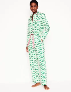 Cotton Sateen Pajama Trousers-Ivory, Janet and Friends-Boden Discount