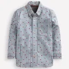 Cotton Shirt-Blue Seersucker Hearts-Boden Fashion