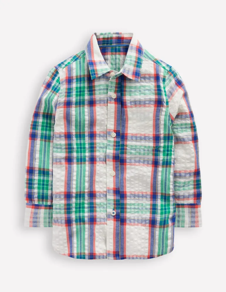Cotton Shirt-Bright Blue Check-Boden Best