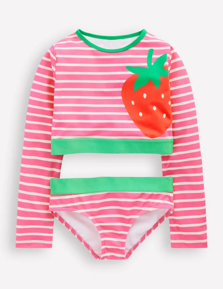 Cropped Rash Vest Set-Strawberry Stripe-Boden Store