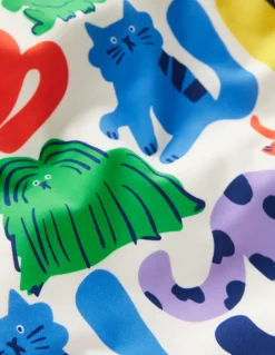 Cross-Back Printed Swimsuit-Multi Oatmeal Rainbow Pets-Boden Fashion