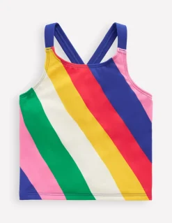 Cross-Back Tankini Top-Multi Rainbow Swirl-Boden Best Sale