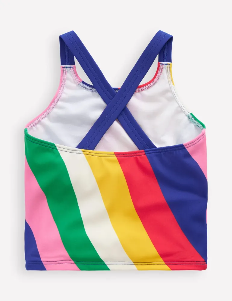Cross-Back Tankini Top-Multi Rainbow Swirl-Boden Best Sale