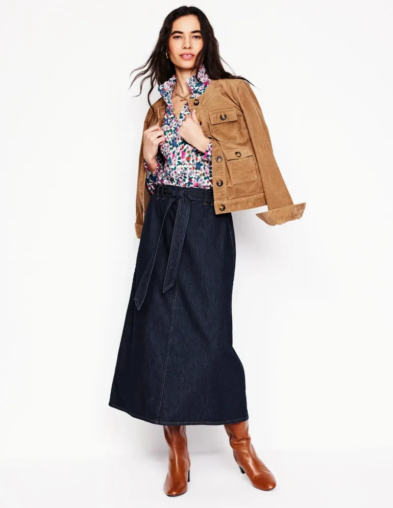 Denim Maxi Skirt-Indigo Rinse-Boden Clearance