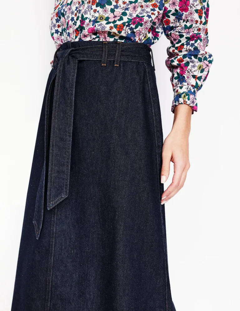 Denim Maxi Skirt-Indigo Rinse-Boden Clearance