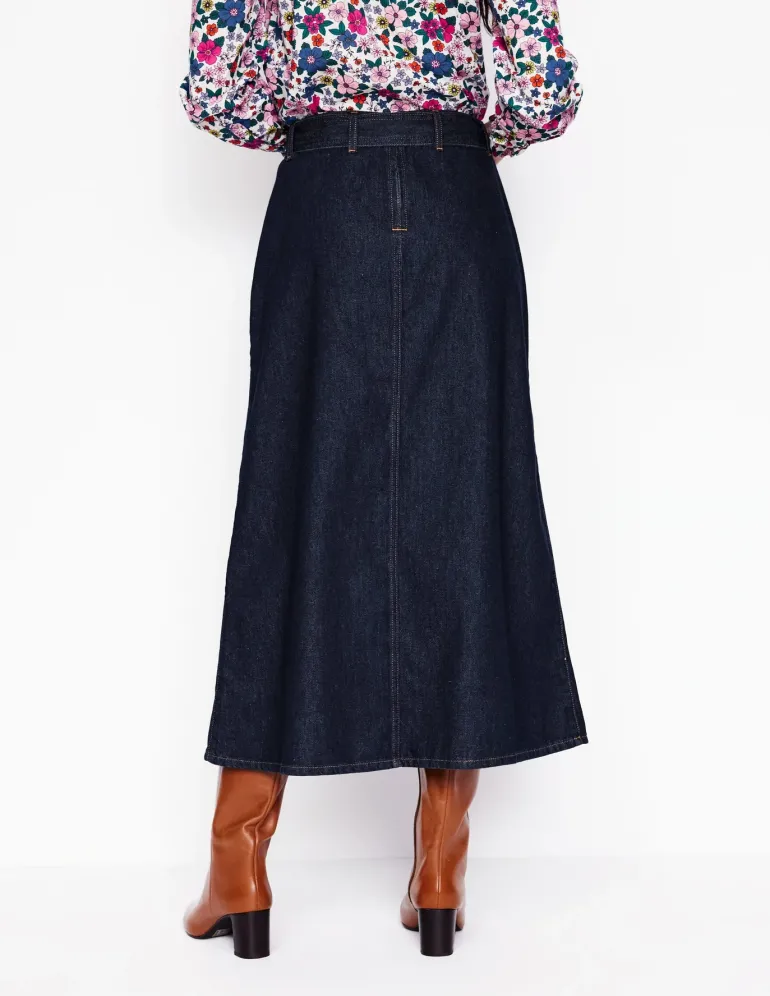 Denim Maxi Skirt-Indigo Rinse-Boden Clearance