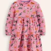 Dixie Tiered Sweatshirt Dress-Formica Pink Cats-Boden Fashion