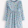 Doris Ruffle Rib Jersey Dress-Vintage Blue Confetti Heart-Boden Hot