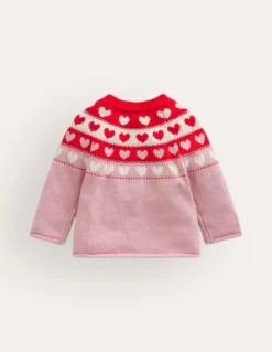 Edie Fair Isle Cardigan-Almond Pink Hearts-Boden Clearance