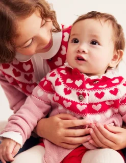 Edie Fair Isle Cardigan-Almond Pink Hearts-Boden Clearance