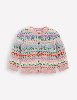 Edie Fair Isle Cardigan-Bubblegum Pink Flowers-Boden Best Sale