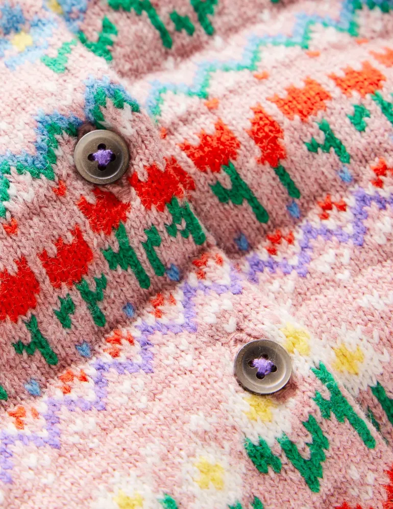 Edie Fair Isle Cardigan-Bubblegum Pink Flowers-Boden Best Sale