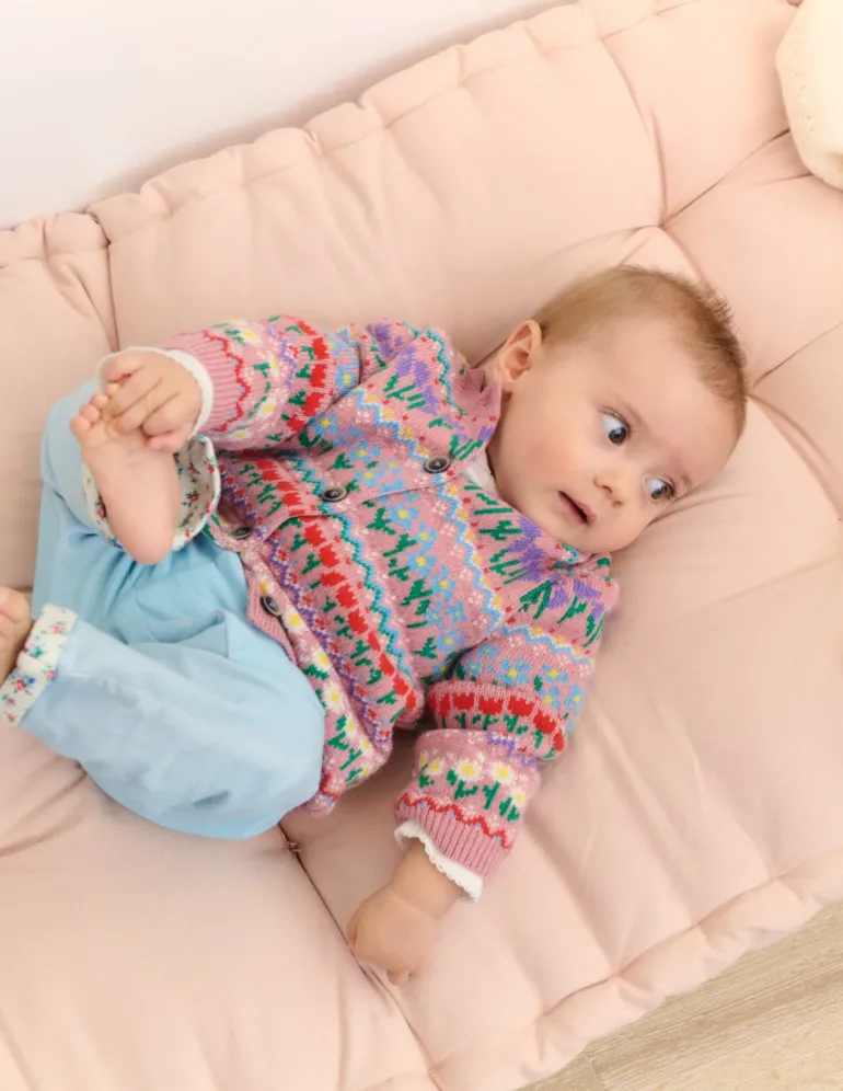 Edie Fair Isle Cardigan-Bubblegum Pink Flowers-Boden Best Sale