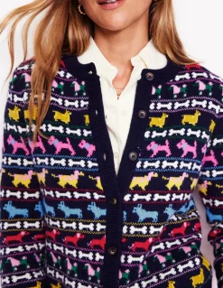 Edie Fair Isle Cardigan-Navy, Dogs-Boden Discount