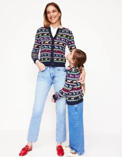 Edie Fair Isle Cardigan-Navy, Dogs-Boden Discount