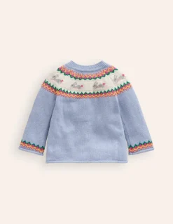 Edie Fair Isle Cardigan-Sky Blue Bunnies-Boden Clearance