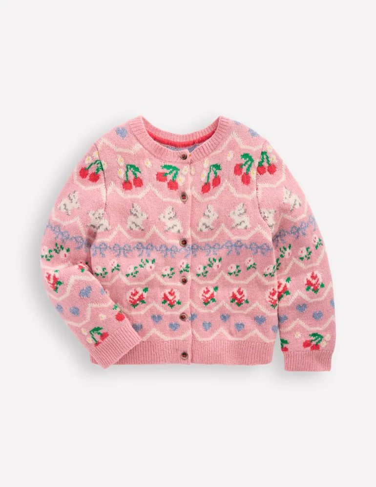 Edie Fair Isle Cardigan-Vintage Pink Hearts-Boden Sale