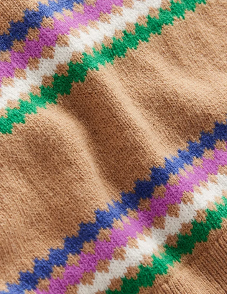 Edie Fair Isle Sweater-Camel Diamond-Boden Outlet