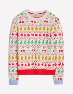 Edie Fair Isle Sweater-Ecru Marl, Fruit-Boden Cheap