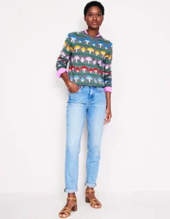 Edie Fair Isle Sweater-Grey Mushroom-Boden Outlet