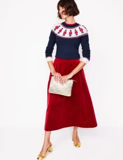 Edie Fair Isle Sweater-Navy, Soldiers-Boden Sale
