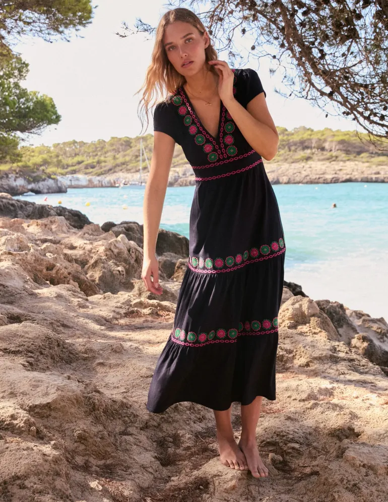 Elara Embroidered Jersey Dress--Boden Shop
