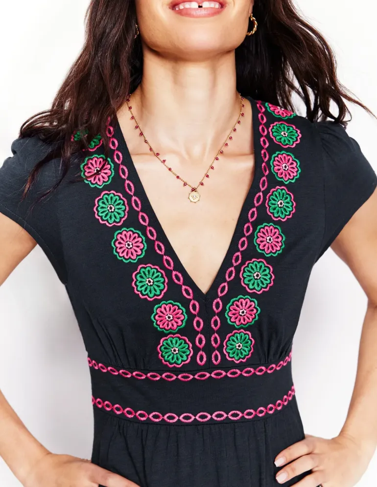 Elara Embroidered Jersey Dress--Boden Shop