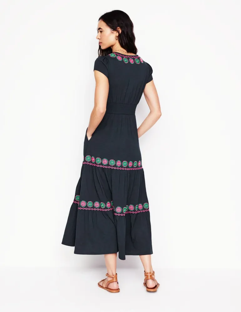 Elara Embroidered Jersey Dress--Boden Shop