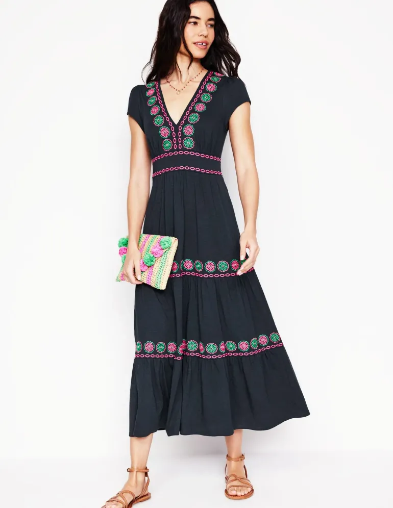 Elara Embroidered Jersey Dress--Boden Shop