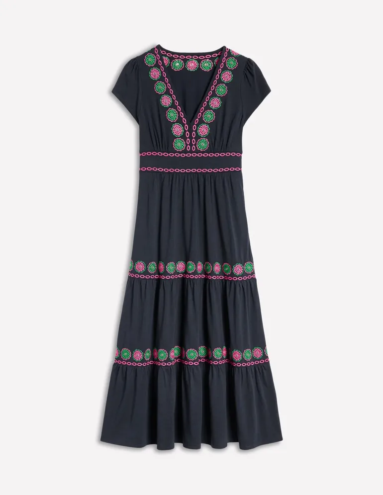 Elara Embroidered Jersey Dress--Boden Shop