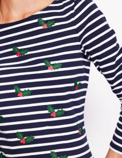 Ella Long Sleeve Breton -Navy, Holly Stripe-Boden Online