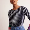 Ella Long Sleeve Breton-French Navy, Ivory Multi Cuff-Boden Best