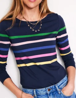 Ella Long Sleeve Breton-French Navy and Rainbow-Boden Best