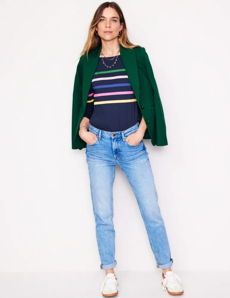 Ella Long Sleeve Breton-French Navy and Rainbow-Boden Best