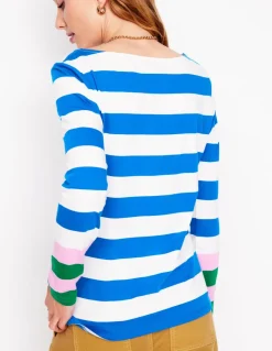 Ella Long Sleeve Breton-Gallery Blue, Emerald Cuff-Boden Sale